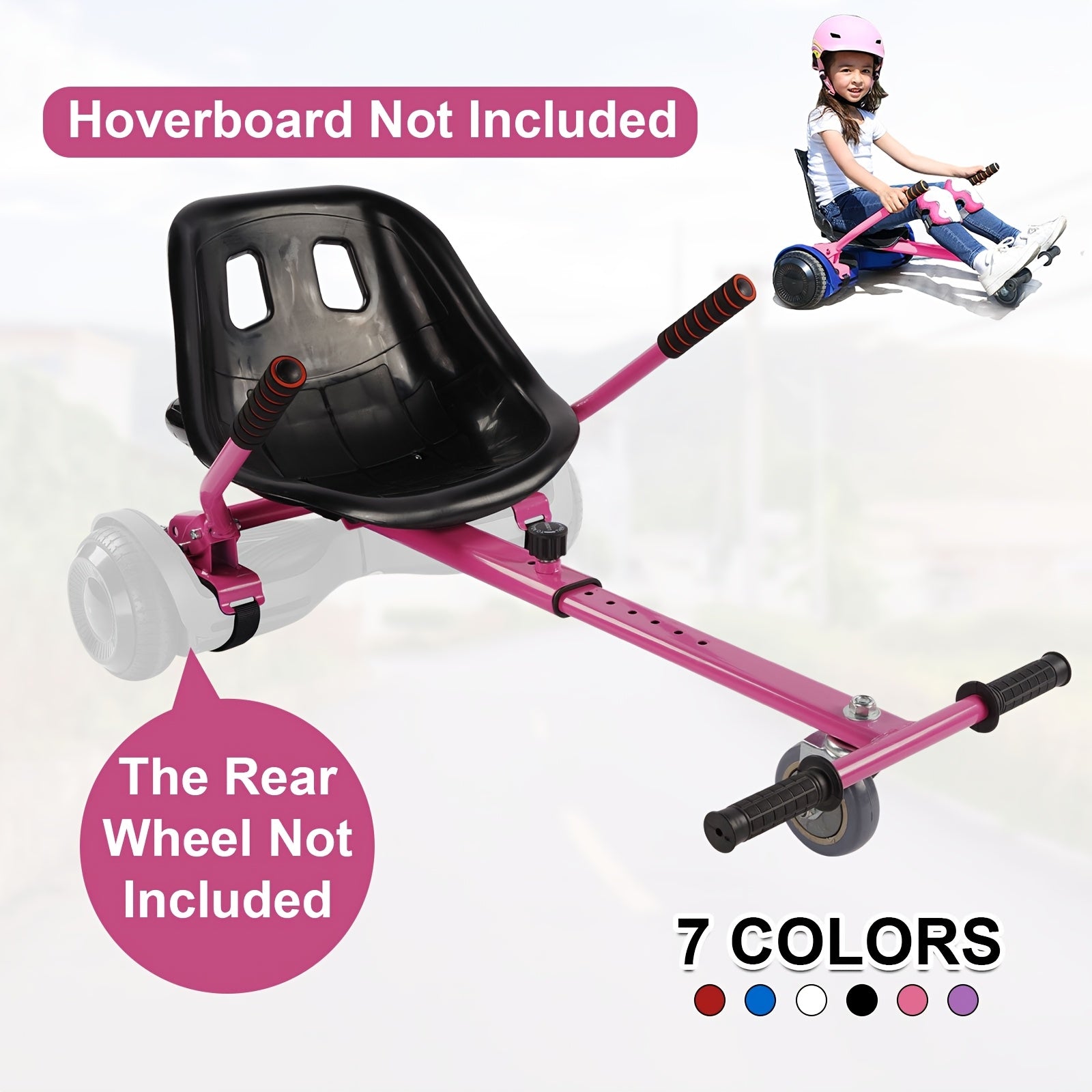TEMU 1pc Hoverboard Seat Attachment, Hoverboard Go Kart Toys For Kids Christmas Gift, Hover Carts For Self Balancing Scooter With Off-road Tire And