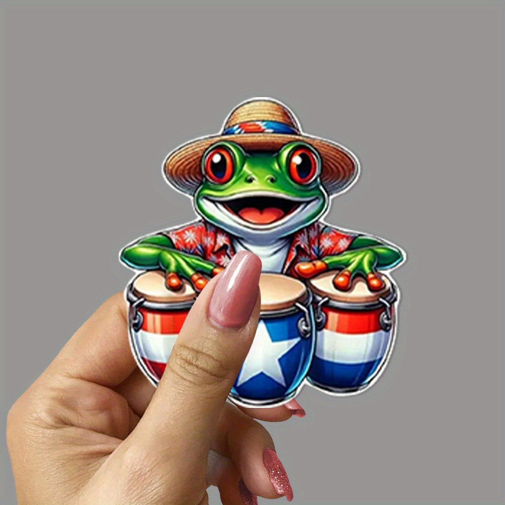 TEMU Creative Waterproof Vinyl Stickers Featuring Puerto Frog, Laptops, Helmets, Cool Motorcycles, Toolboxes, Guitars, Scooters, And Car Decals.