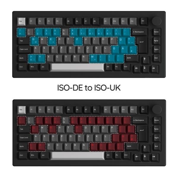Akko 5075B Plus Black&Silver 75% ISO-DE-UK-Nordic Mechanical Gaming Keyboard Hot Swap Multi-Modes 2.4GHz -USB Type-C-BT 5.0