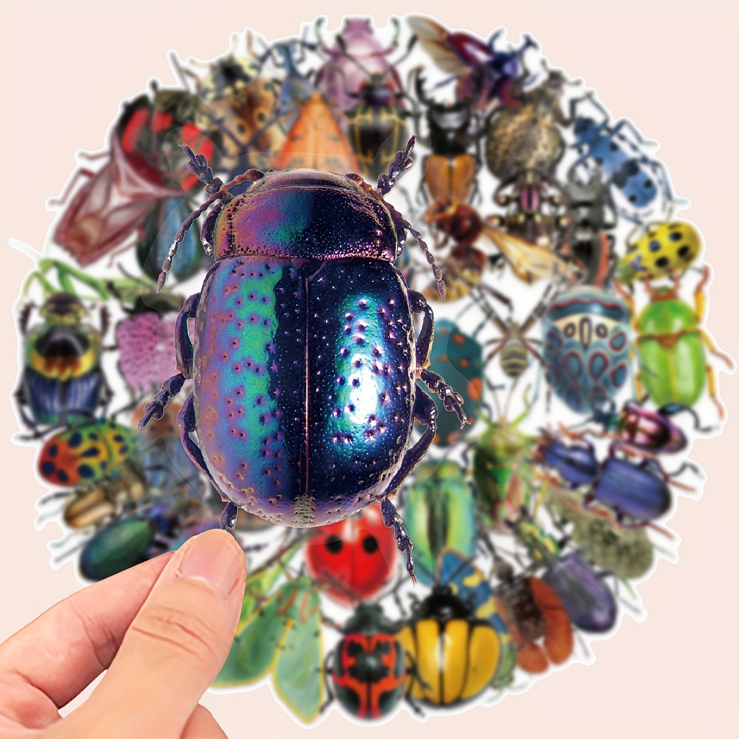 TEMU 50pcs Colorful Insect Graffiti Stickers - Transparent, Reusable Vinyl Decals For Diy Laptop, Guitar, Notebook, Luggage, And Skateboard