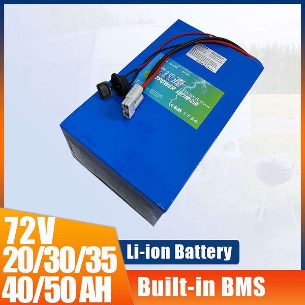 72V 20Ah 30Ah 35Ah 40Ah 50Ah Bateria de íon de lítio recarregável para bicicleta elétrica Scooter Carrinho de golfe solar