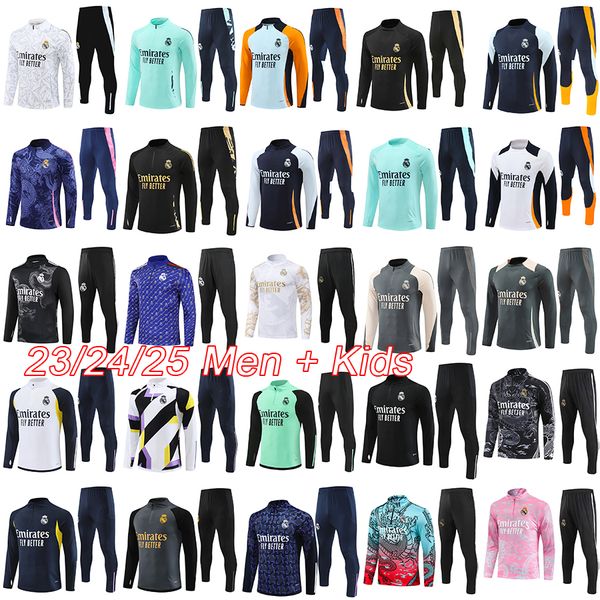 2024 2025 soccer tracksuit Madrids training kit Men and kids football kits 23 24 25 Mbappe BELLINGHAM football tracksuits survetement chanda