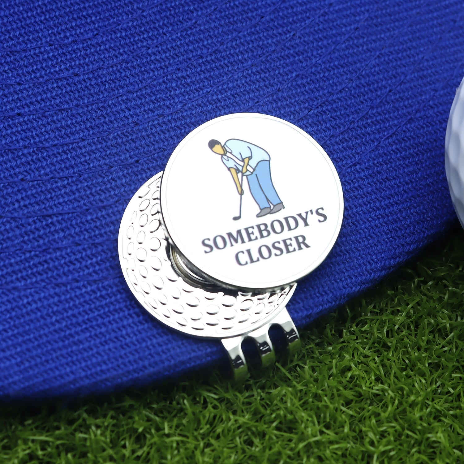 TEMU 1pc Golf Ball Marker Clip - Strong Magnetic Alloy Clip With "'s Close" , Mixed Color Durable Ball Marker For Golf Accessories, Ideal Holiday