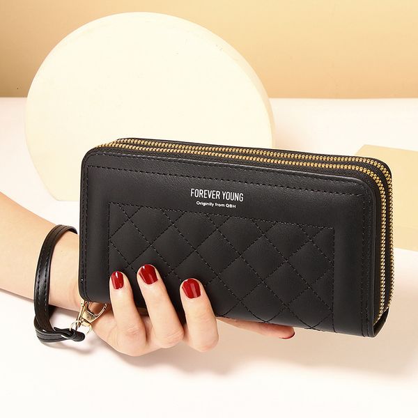 New designer women&#039;s long handbag, Korean version mobile phone bag, double zipper wallet, large capacity card bag