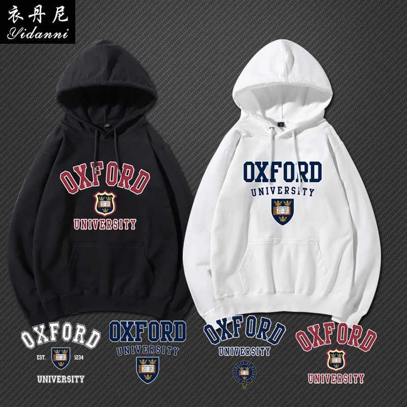 Oxford University Oxford UK school uniform hooded sweatshirt print men and women couple outdoor longsled casual top pullover J250928