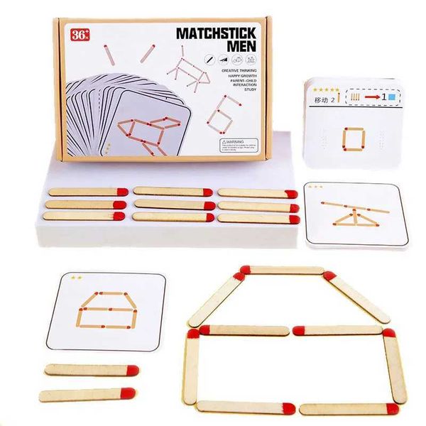 Montessori Matches Puzzles Game Wooden Toys DIY Math Geometry Board Game Thinking Match Logic Training Educational Toys For Kids Y240801