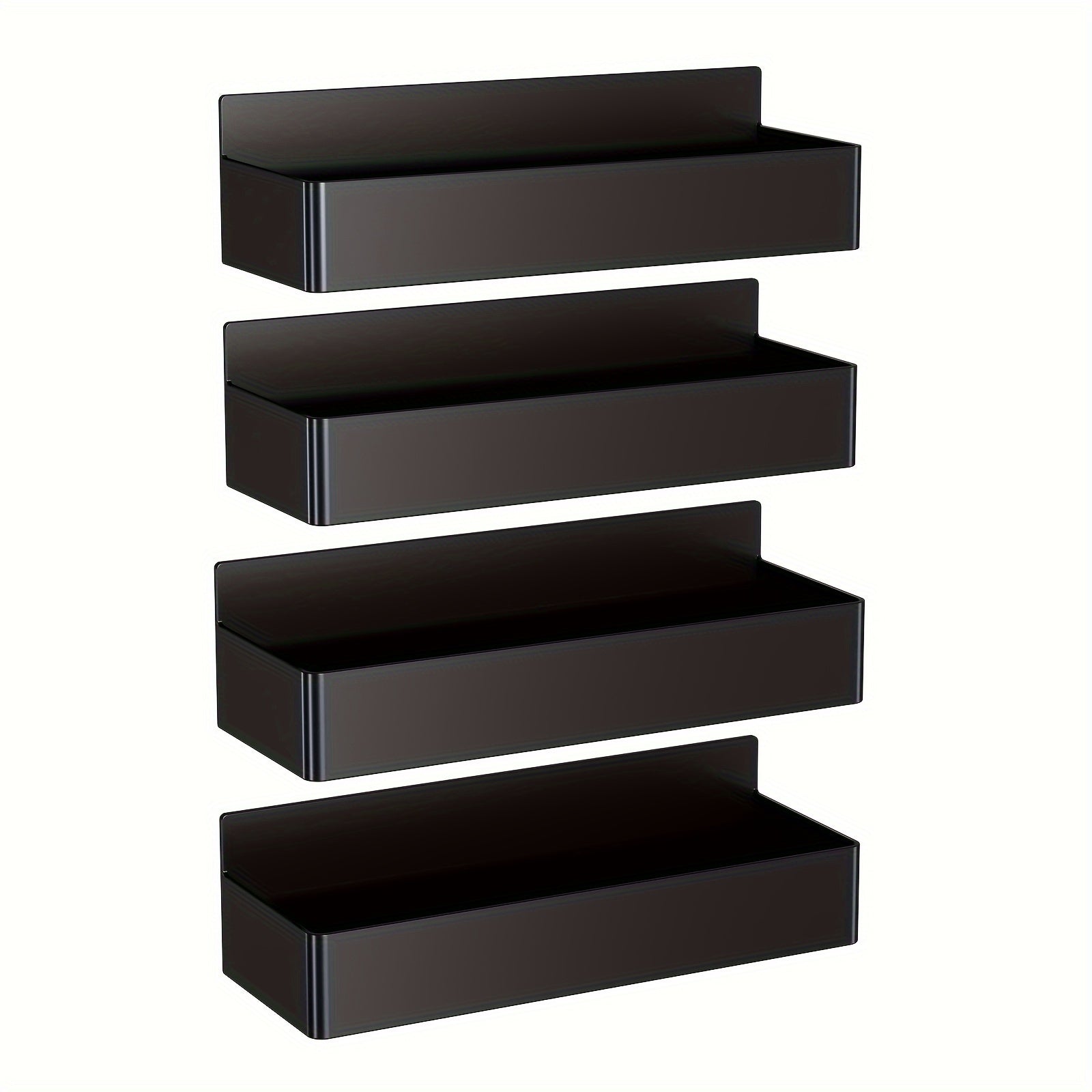 TEMU 2pcs4pcs Magnetic Spice Racks For Refrigerators - Large Capacity, Space-saving, No-drill Installation, Durable Kitchen Organizer Shelves, Black