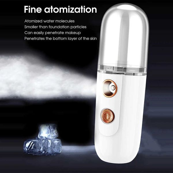 Humidifiers Mini Facial Steamer Nano Spray Moisturizing Vaporizer Face Mist Cold Spray Machine Humidifier Portable Beauty Humidificador J241