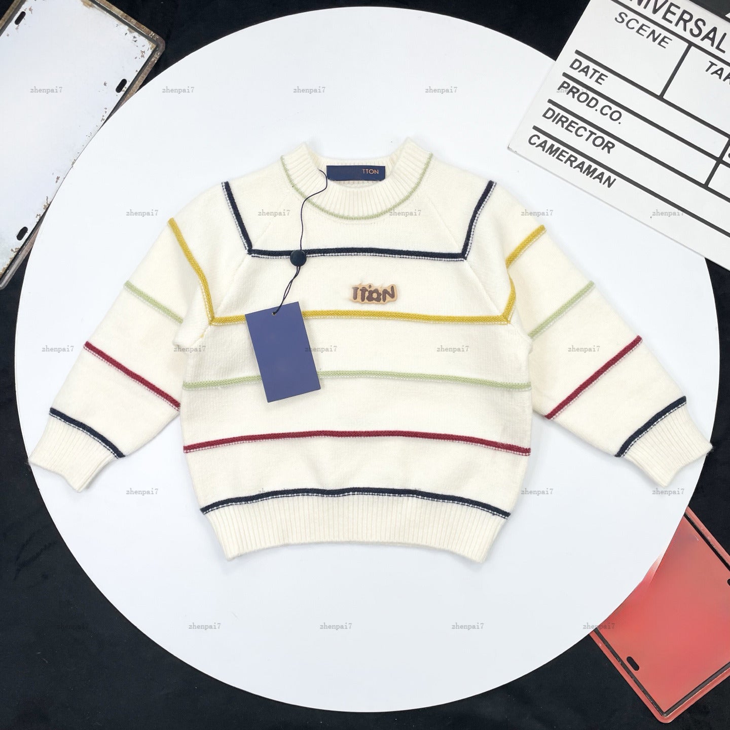 Top baby sweater autumn boy Knitted pullover girl Turtleneck kids designer clothes Colorful stripes child Knitwear top A817X23N221