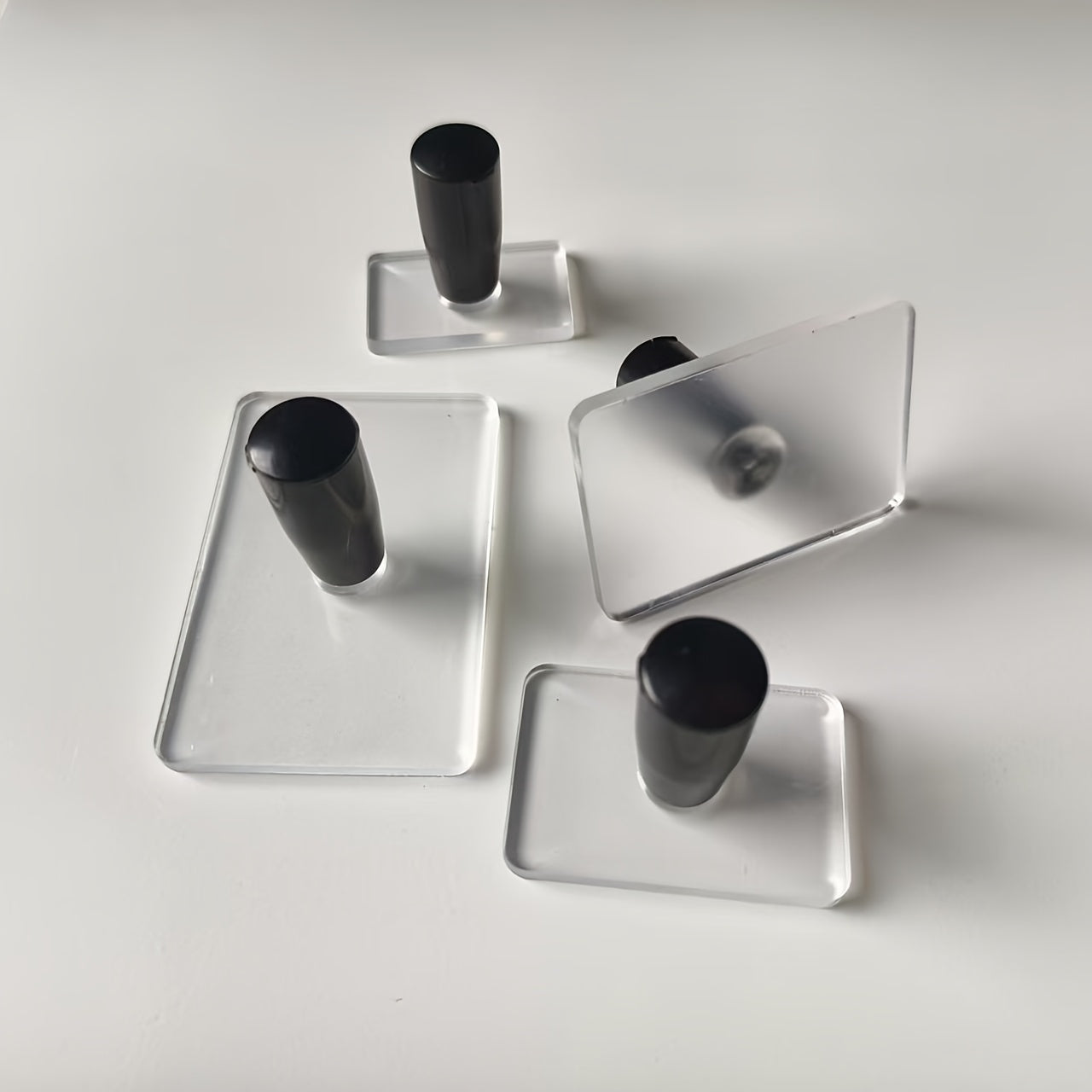 TEMU 4pcs Clear Acrylic Stamps With Handles - For Crafting, Scrapbooking, And Home Decor, Rectangular Shape, Perfect For Personalized Gifts And