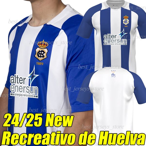 24-25 Huelva Recreativo Soccer Jerseys 2024 2025 Home Nunez Montoro Vazquez Diaz Menosse Anton Mesa Cayetano Dominguez Rios football shirts