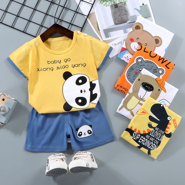XW129 Children&#039;s short-sleeved suits pure cotton boys T-shirts baby summer children&#039;s clothing girls shorts baby clothes summer cl