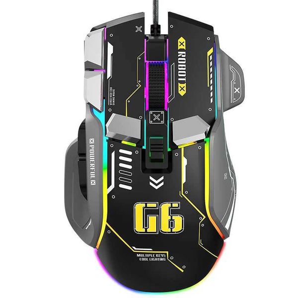 Mice G6 Gaming Mouse Cable 128000DPI Chip A826 RGB Macro Programming Ergonomic Gaming and Work Design Advanced S25211