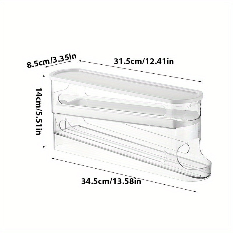 TEMU 1pc On The Side Door Of The Refrigerator, Of Storing 12 Eggs, With Double-layer Storage And Automatic Return To Its Original Position, Bidding