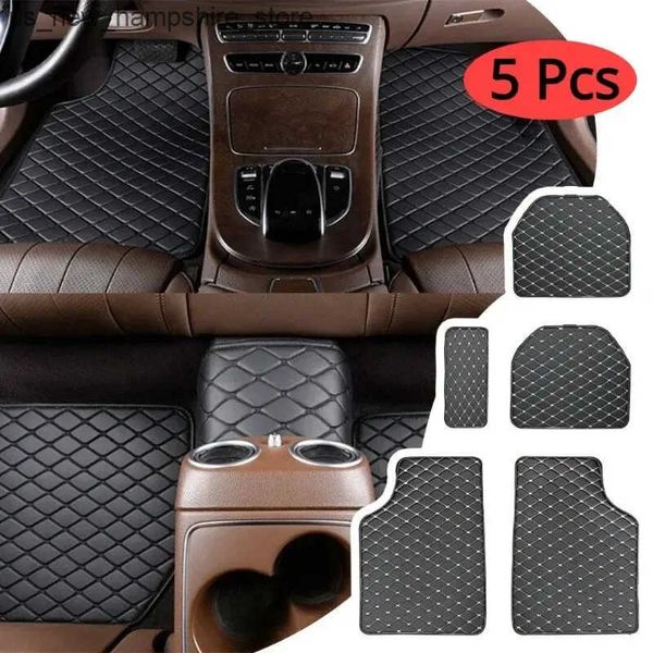 Floor Mats Carpets 5pcs Superior Universal Fit Car Floor Mats Waterproof PU Leather Stylish Checkered Carpet - Full Coverage for Front Rear!