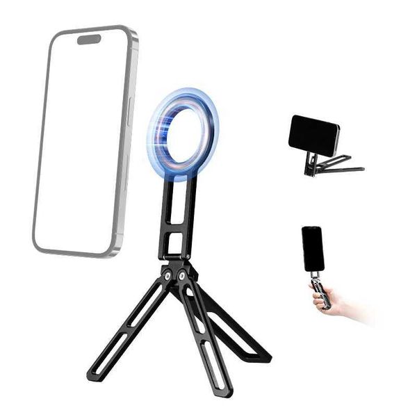 Fanaue Magnetic Pocket Phone Tripod Cpatible with iPhone Plus Pro Max Foldable Desktop Phone Installation Selfie Stick Handle Y241106