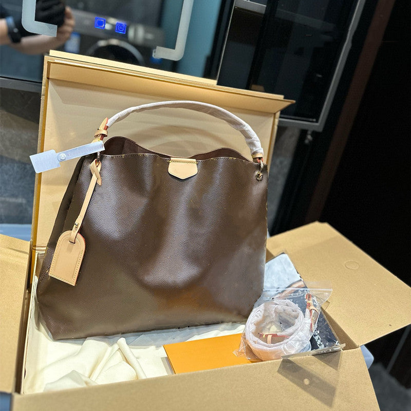 Top Quality Bag Designer Women Hobo Capacity Soft Leather Large Bags Handbag One Shoulder Totes Graceful Mm Brown Flower