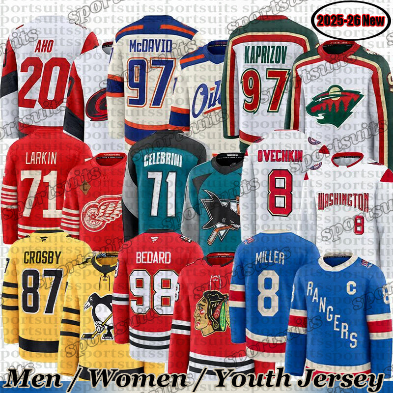 2025-26 new season hockey jersey oilers hurricanes sebastian aho red wingsS Matt Rempe wildS capitals jersey Kaprizov Kopitar Ovechkin Binnington je