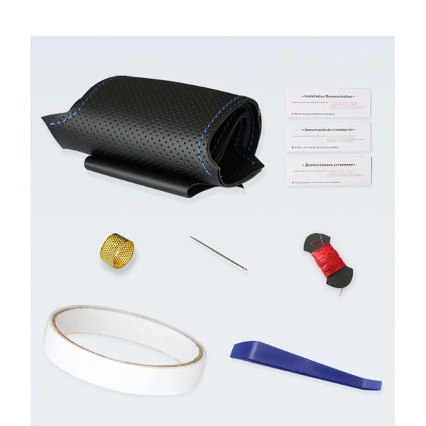 Black PU Artificial Leather Steering Wheel Cover for Opel Astra K Corsa F Combo E Grandland X Insignia CT Mokka Vauxhall Holden