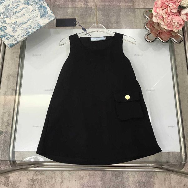 Luxury girls dresses Solid color sleeveless child partydress baby skirt Size 100-150 CM kids designer clothes Princess dress