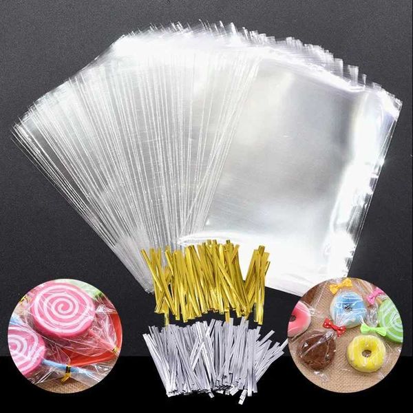 100pcs Clear Transparent Cellophane Bags Candy Lolli Cookie Gifts Packaging Party Favor Baking SuppliesT250117