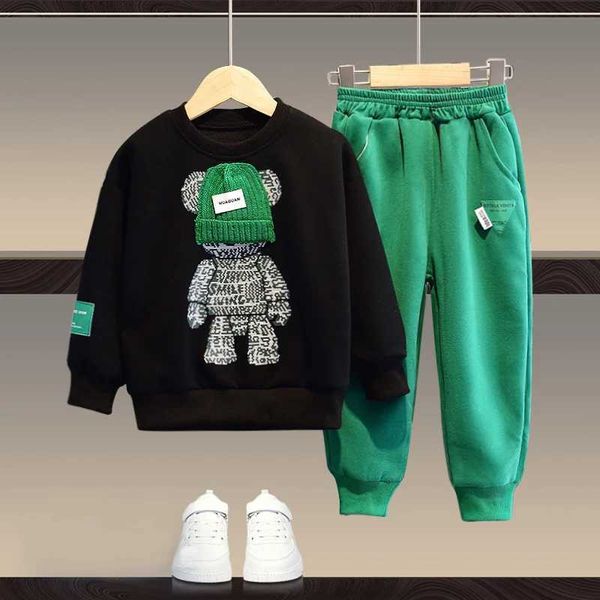 Boys And Girls Clothing Set Children Hooded Outerwear Tops Pants 2Pcs Outfits Kids Teenage Costume Suit Spring Autumn Trend X241228