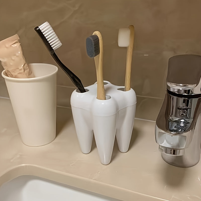 TEMU 1pc Toothbrush Holder, Creative Cartoon Design With Multiple Holes For Desktop Storage Of Toothbrushes And Accessories, Multi-functional