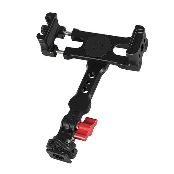 Mobile Phone Universal Holder Clip Clamp Cold Shoe Base 1-4 3-8 Tripod Adapter Mount Knob Lock for 62~87mm Smartphones Bracket