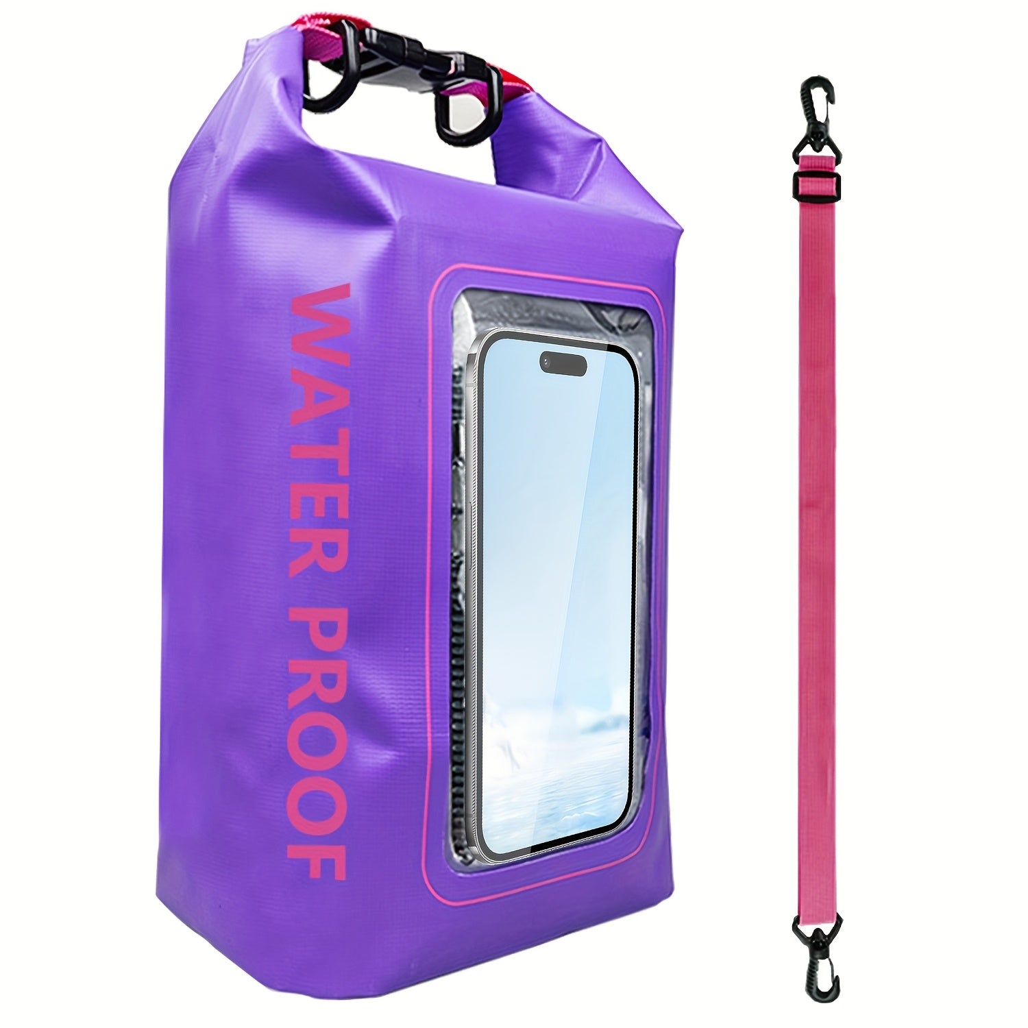 TEMU 1pc Outdoor High Quality Dry Beach Bag 5l - High Quality Backpack With Phone Case-bag - Boating & Kayaking Accessories - Camping, Swimming,