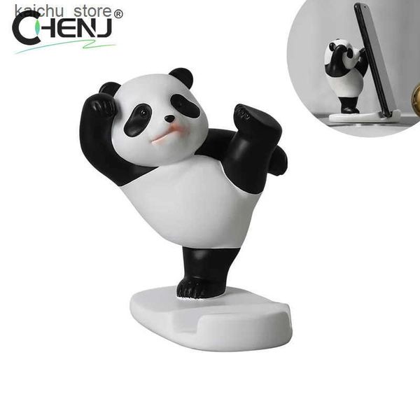 Mounts Creative Panda Figurines Interior Universal Cell Mobile Stand Holder Home Office Desk Decoration Phone Holders J241217