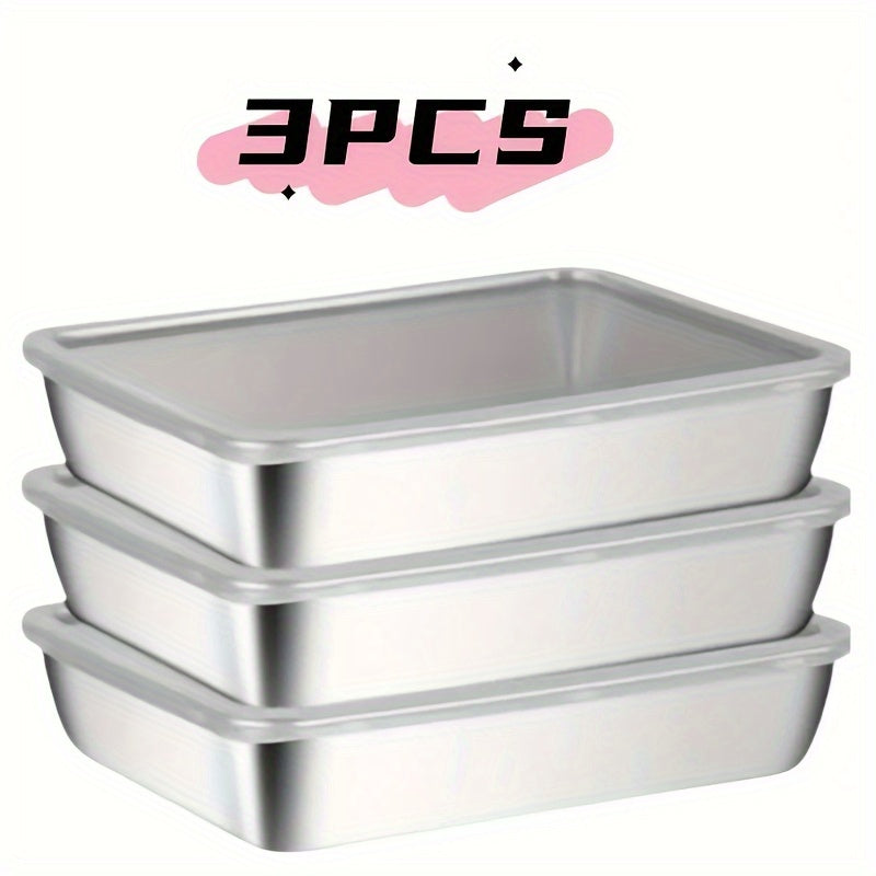 TEMU 3pcs Durable Stainless Steel Containers] 2-3pcs Durable Stainless Steel Food Storage Containers Set- Leak-proof, Bpa-free, Microwave& Freezer