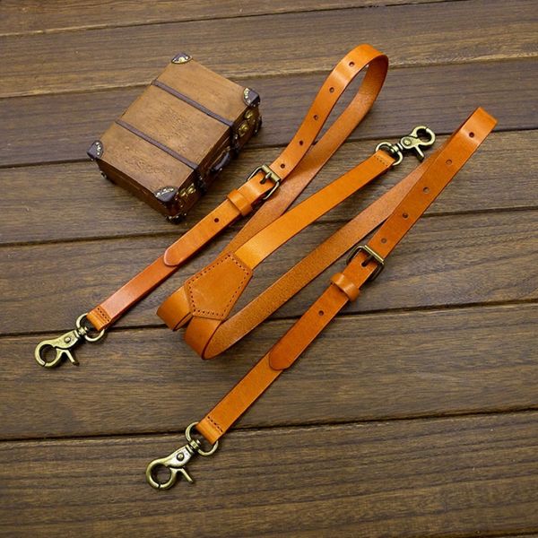 Suspenders NWE Ginger leather suspender light brown with leather hook and buckle strap braces for men and women 221205
