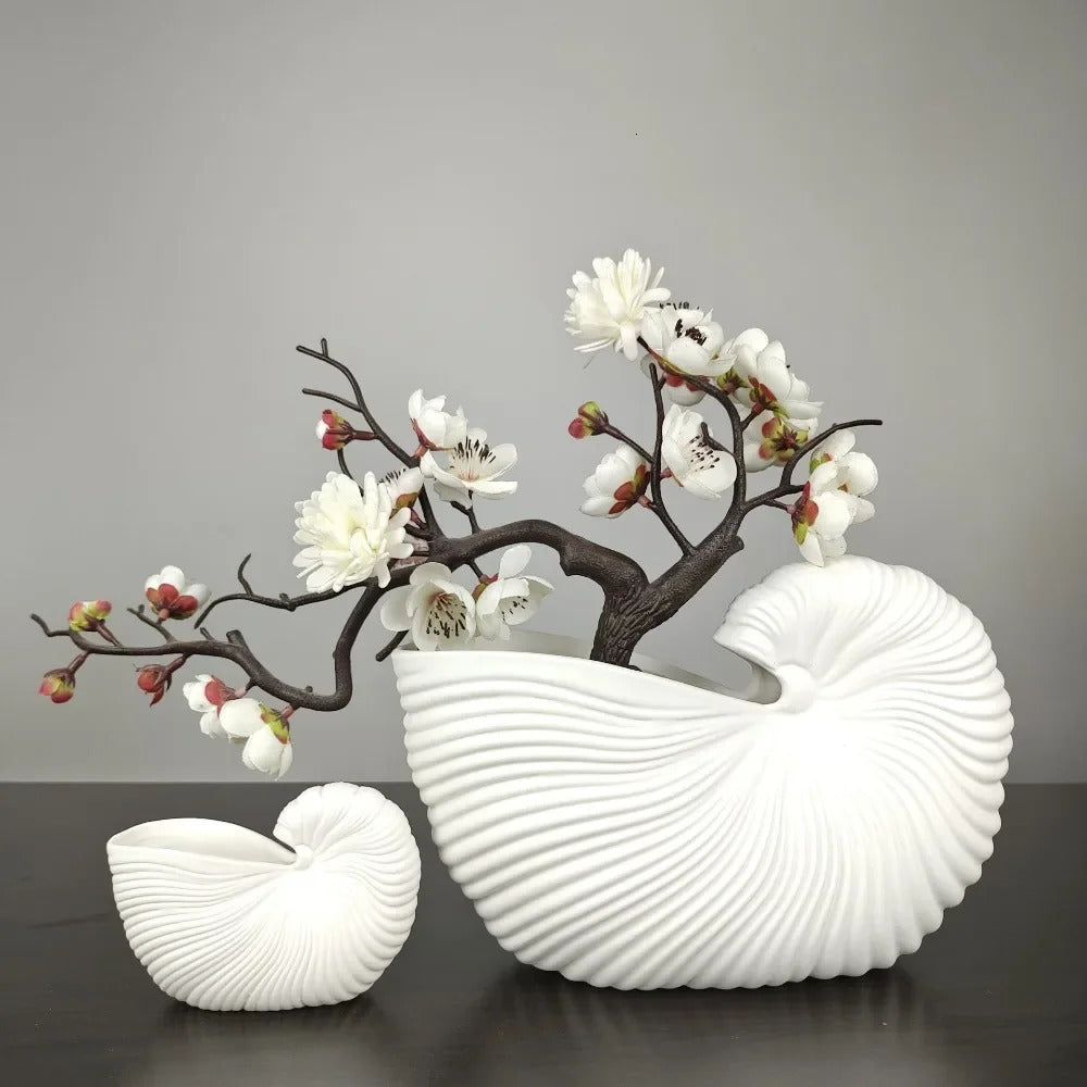 Shell Conch Ceramic Vase Flower Arrangement Desktop Decoration Furniture Living Room Decoration Ceramic Handle 241025