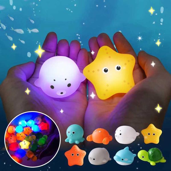 Glowable Animal Washing Water Set Floating Water Light Net Fishing Fish Playing Water Toys Childrens Baby Bath Toys Floating C250211