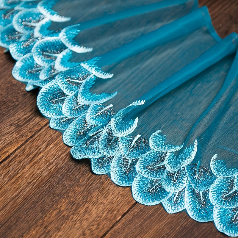 TEMU 1 Yard Vibrant Embroidery Lace Trim, 36" X 20cm - Ideal For Diy Dresses, Curtains & Clothing Decorations, In Multiple Colors