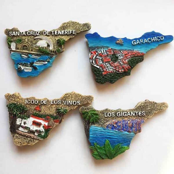 Christmas Decorations Handmade Tenerife Spain Resin 3D Map Resin Fridge Magnet Tourist Souvenirs Refrigerator Magnetic Stickers Home Decor 2
