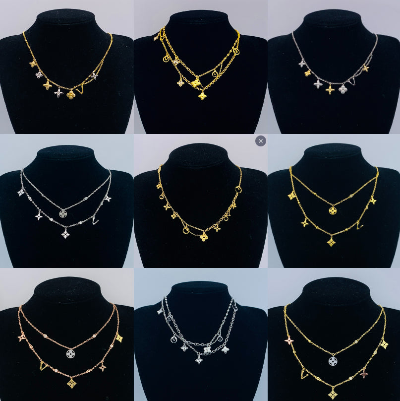 Designer Necklace Luxury Brand Crystal Clover Pendant Necklace Letter Charm Gold Silver Plated Chain Chokers For Women Men Bohemia Fashion Diamond J