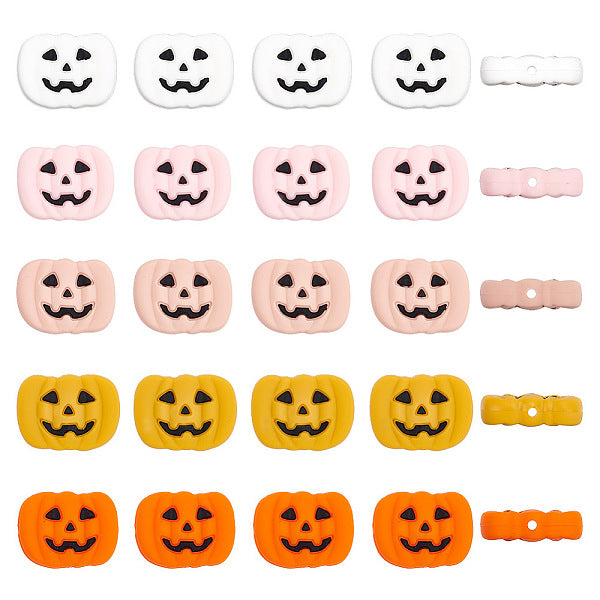 20 pièce de perles en silicone écologiques de qualité alimentaire en forme de citrouille Jack-o'-lantern pour Halloween
