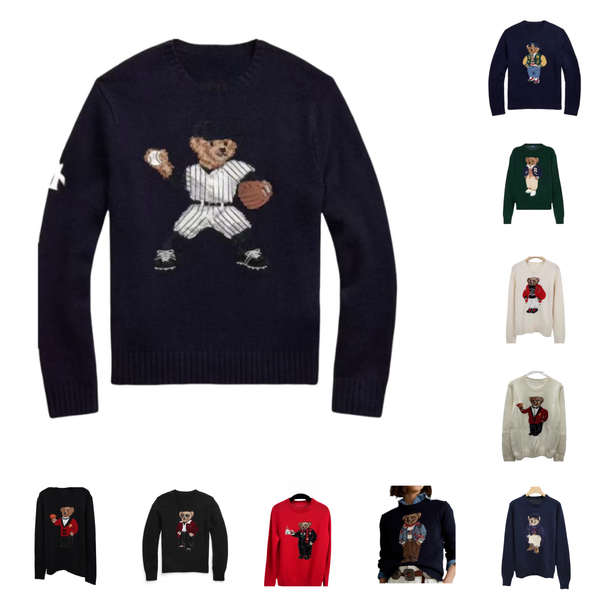 Elegant Male Bear Graphic Crewneck Sweatshirt Comfortable Durable Designers Spring Outerwear Premium Quality Knitted Pullover