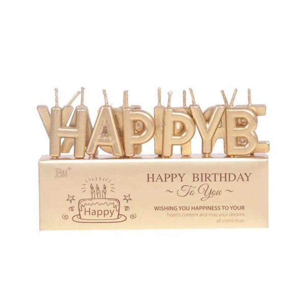Cake Gold-sier Happy Golden Birthday Letters Candle Gilded Letter Candles Party Decoration with PVC Box s