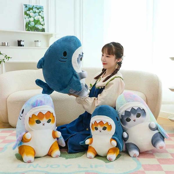 Plush Pillows Cushions 1pc Anime Shark Cat Toy Cute Stuffed Animals Soft Plushies Doll Toys Pillow Birthday Gift for Kids Adults Girls Home