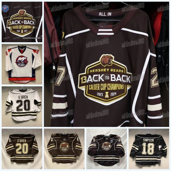Hershey Bears Hockey Jersey McIlrath Joe Snively Alex Limoges Pierrick Dube Ethen Frank Michael Sgarbossa Michael Vecchione Priskie Riley Su