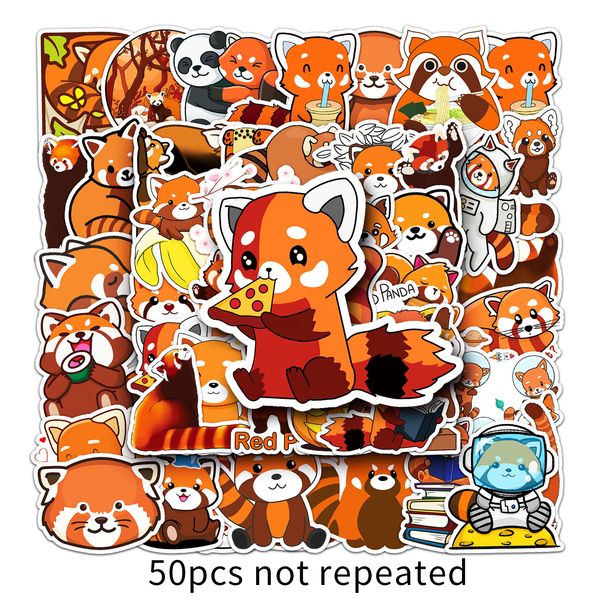 50PCS Graffiti Car Stickers red panda For Skateboard Baby Helmet Pencil Case Diary Phone Laptop Planner Decor Book Album Kids Toys DIY Decal