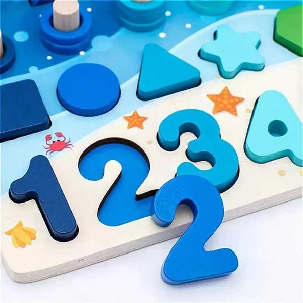 Kids Montessori Math Toys For Toddlers Educational Wooden Puzzle Fishing Toys Count Number Shape Matching Sorter Games Board Toy X25011316