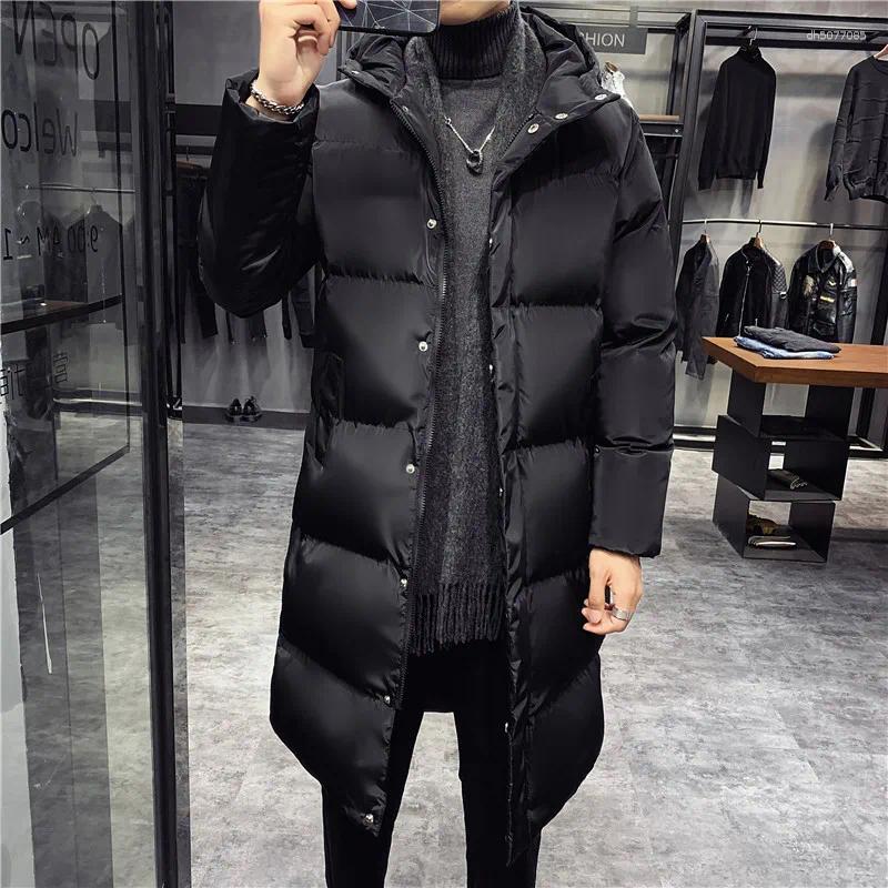 Men&#039;s Down Winter Large 5XL Jacket Mid Length Cotton Coat 2025 Fashion Brand Clothing Hooded High Quality Windproof Casual Parka
