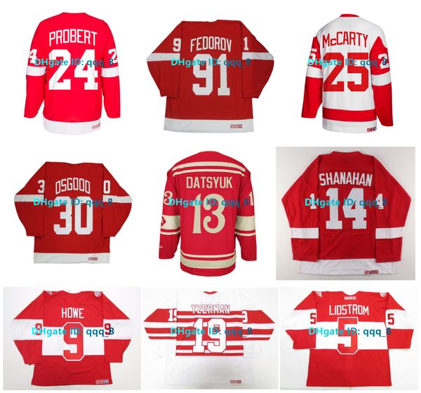 BOB PROBERT SERGEI FEDOROV Custom CCM Throwback Wings Hockey Jersey DARREN McCARTY NICKLAS LIDSTROM PAUL COFFEY STEVE YZERMAN BRENDAN SHANAH