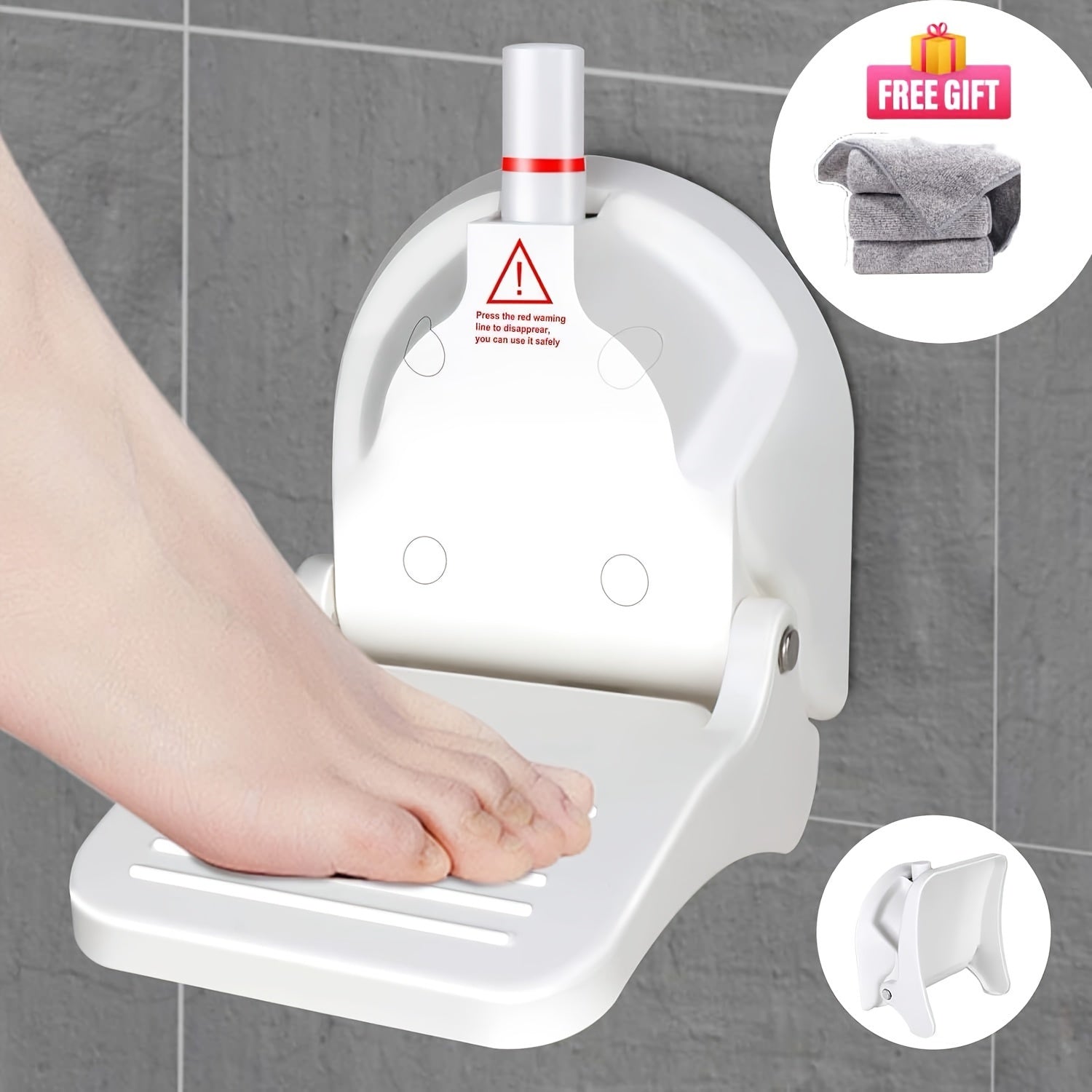 TEMU Bathroom Non-slip Foot Pedal For Shower Shaving Legs, Foldable Shaving Pedal For Indoor Shower, Suction Cup Shower Foot Pedal