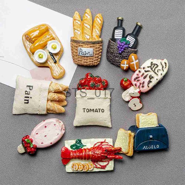 Fridge Magnets 3D Stereo Resin Creative Art Simulation Bread Cone Food Home Decor Fridge Magnet Refrigerator Decoration Gift For Kitchen Pos