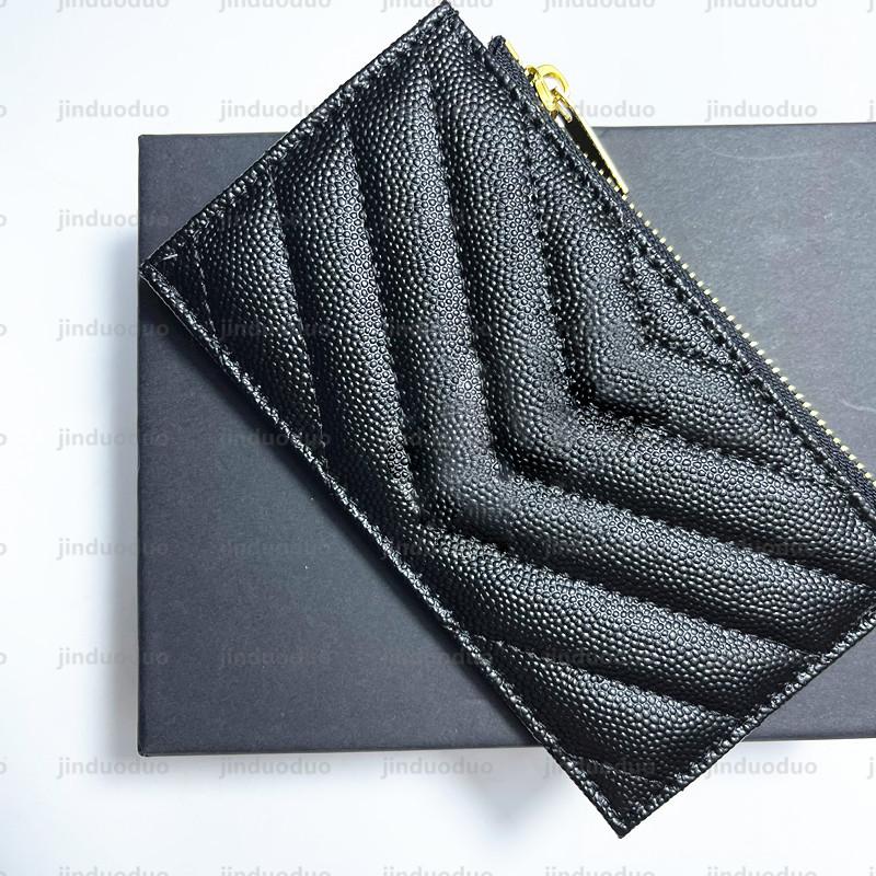 Genuine leather purses Luxury designer classical card holders Wallets men Original single Coin holder zipper Women Key Wallet handbags bags Interior
