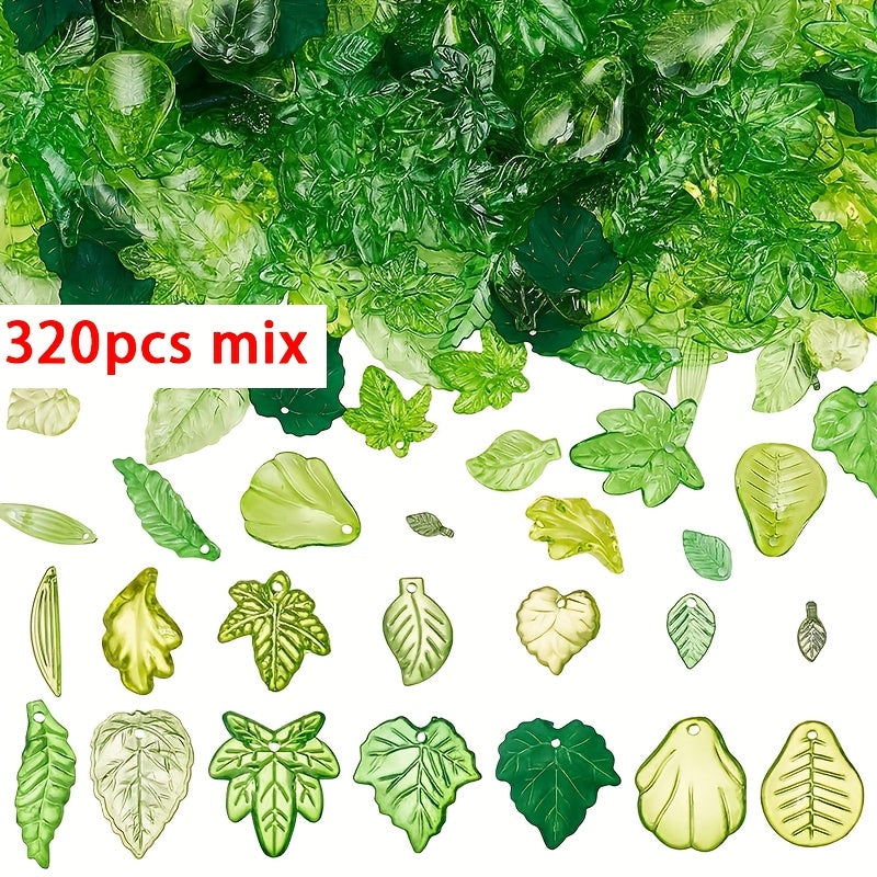 TEMU 320 Leaf Beads Mixed With Curved Leaf Bead Pendants, Jewelry Making Accessories, Perforated Plant Pendants, Diy Crafts, Keychains, Bracelets,